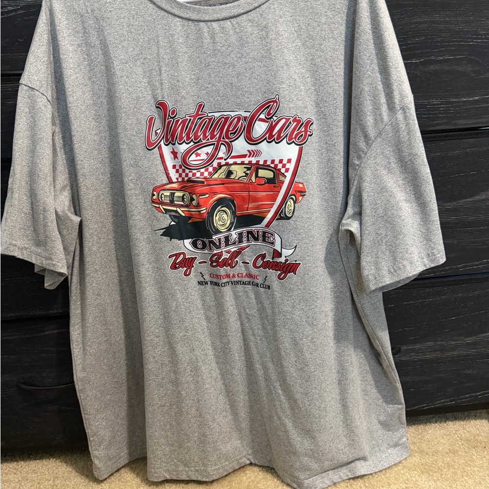 Vintage Cars Graphic Gray T-Shirt